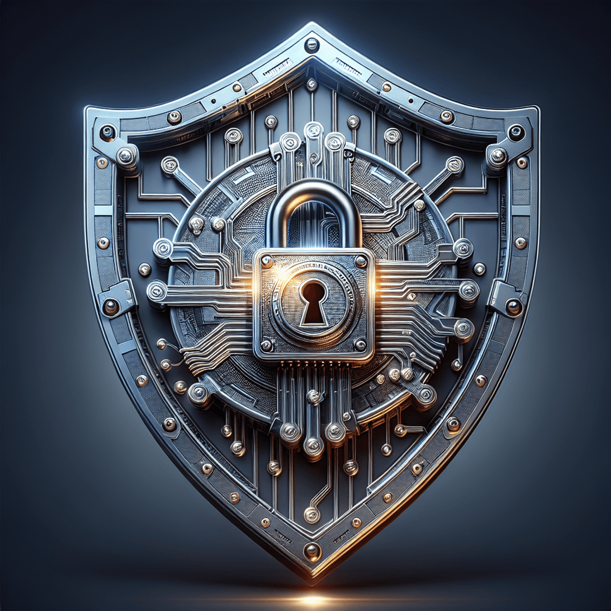 A gleaming shield with a metallic lock symbol, representing the security of cryptocurrency.